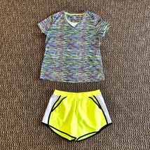 Zone Pro Colorful Top and Bright Yellow Shorts Womens L Used 2 Pieces - £11.65 GBP