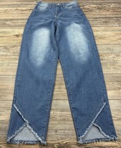 MISSLOOK Jeans Women Frayed Cut-Out Leg Bottoms High Rise Straight Leg M... - £13.18 GBP