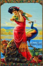 4253.Liqueur.cordial medoc.woman and peacock.POSTER.decor Home Office art - £13.63 GBP+