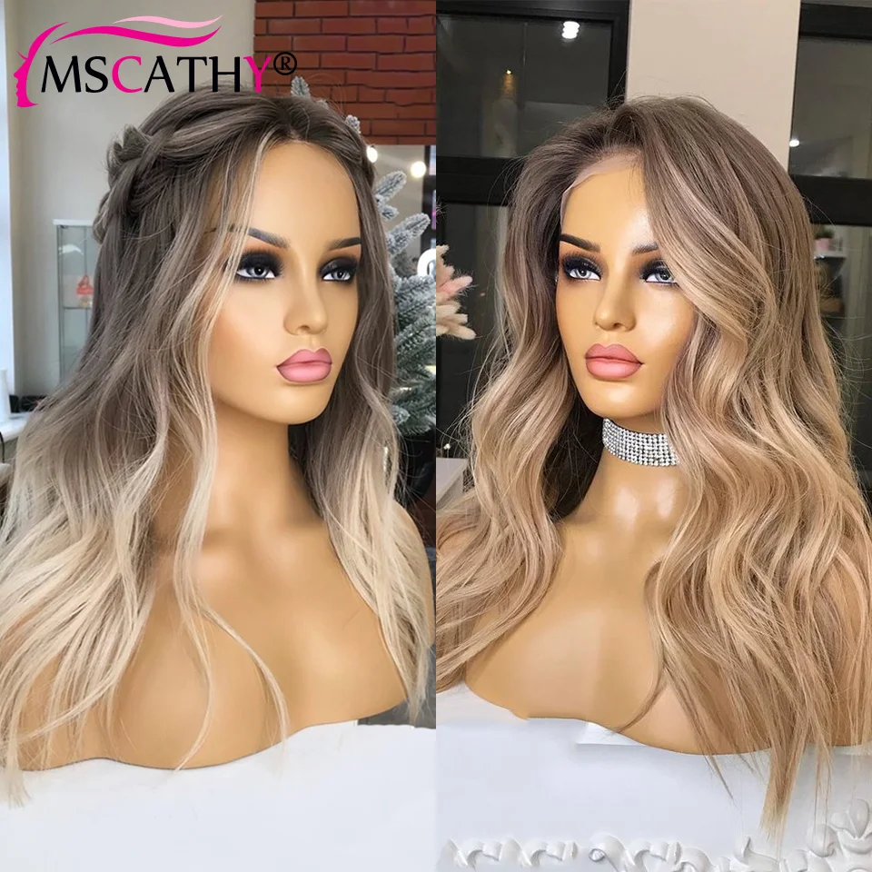13x4 Ash Grey Blonde Lace Front Human Hair Wigs Highlight Blonde Colored Lace - £173.19 GBP+