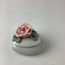 Vintage Heart Shaped Trinket Box with Delicate Handmade Flowers Made in China - $14.96
