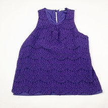 Fourteenth Place Womens Lace Top Purple Size M Sleeveless Crew Neck Pull... - $211.09 MXN