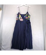ASOS Design Navy Floral Embroidered Maxi Wrap Dress 12 Tall Pleated Slee... - €38,41 EUR