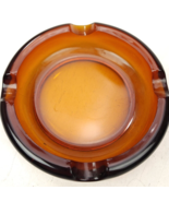 Vintage Mid Century Large Brown Yellow Amber Glass Round Ashtray - 6” MCM - $27.36 CAD