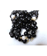 Vintage 10k Yellow Gold Bead Black Onyx &amp; Pearl Necklace 38&quot; - $52.25