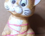 Jasco 1980 Critter Bell Cat Kitten Playing Pink Yarn Porcelain Figurine ... - £10.00 GBP
