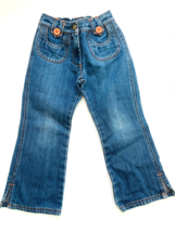 Gymboree CUTE AS A BUTTON Girls Denim Jean Pants Adjustable Waist Size 5 Flare - £9.17 GBP