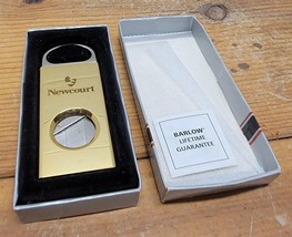 Vtg/NIB Barlow Newcourt Logo Brass &amp; Silvertone Metal Cigar Guillotine Cutter - £14.75 GBP