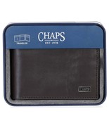 Chaps Men Dark Brown Traveler Bifold Genuine Leather Wallet RFID Blocking - $39.19