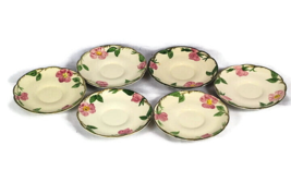 Vintage Franciscan Earthenware Desert Rose Set of 6 Round Saucer Plate 6&quot; - $39.59