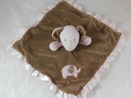 Carters Elephant Lovey Brown Pink Satin Bottom Mommy Loves Me Security Blanket - $11.88
