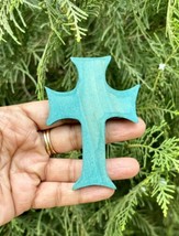 1 Pc Wood CROSS Pendant, Jesus Christ Wooden Locket Handmade 8 cm handpainted 16 - £13.15 GBP