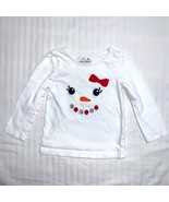 Snowman Winter Embroidered White Girls 3 Long Sleeve Tee Shirt Top Blouse - £7.78 GBP