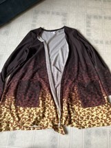 LuLaRoe Sz M Women’s Brown Pink Open Front Long Sleeve Cardigan Sweater ... - $26.82