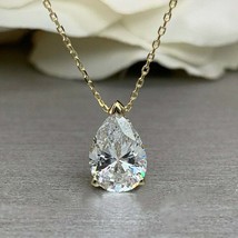 2Ct Pear Cut Simulated Moissanite Solitaire Pendant 14K Yellow Gold Plated - £83.67 GBP