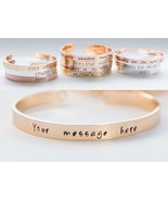 Custom silver gold rose gold stamped cuff bracelet, hand stamped cuff br... - £20.78 GBP