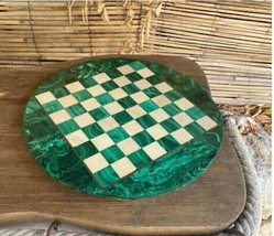 18&quot; Inches Elevate Your Game Marble Chess Board Table Inlayed Malachite Luxury - £441.17 GBP