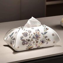 Luxury Ceramic Floral Tissue Box, 2025 Designer Decorative Cover for Liv... - $279.00