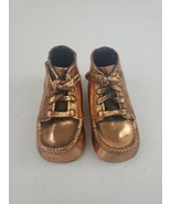 Vintage Pair of Bronzed Copper Tone Infant Baby Booties Shoes Nursery Decor - £15.92 GBP
