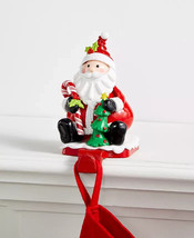 HOLIDAY LANE Sitting Santa with Candy Cane &amp; Christmas Tree Stocking Holder NEW - £15.72 GBP