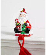 HOLIDAY LANE Sitting Santa with Candy Cane &amp; Christmas Tree Stocking Hol... - £15.97 GBP