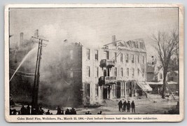 Wellsboro PA Coles Hotel Fire March 1906 Just Before Firemen Postcard Y23 - £13.62 GBP