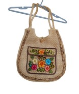 Vintage Wicker Jute Floral Purse Shoulder Purse Bag by Patti Originals - $19.99