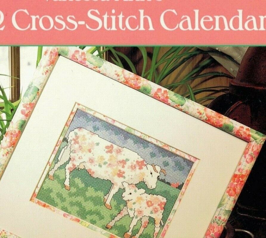 Vanessa-Ann's 1992 Cross-Stitch Calendar 13 Designs Cow Calf Skelton Halloween - $12.86