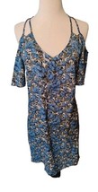 Sheilay Dress Floral Women&#39;s Size Large Blue Cold Shoulder V Neck - $353.72 MXN