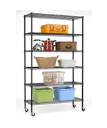 Heavy Duty 6-Shelf Adjustable Metal Shelving Rack with Casters - $419.87 CAD
