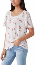 Lucky Brand Ladies&#39; Flutter Sleeve Top Size Large, Regular, Cream Multi - $29.99