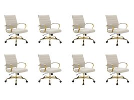 LeisureMod Benmar Leather Office Desk Chair, Mid-Back Ergonomic Swivel Chair wit - $1,858.47