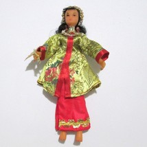 Vintage Asian Rubber Doll In Traditional Costume With Fan 7 Inches Tall - £27.23 GBP
