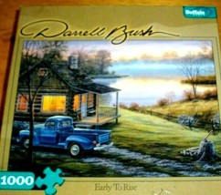 Jigsaw Puzzle 1000 Pieces Vintage Truck Log Cabin On Lake Sunrise Sky Complete - £10.94 GBP