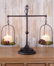Farmhouse Scale Candle Holder Decorative CENTERPIECE Metal Home Table Decor - $34.52 CAD