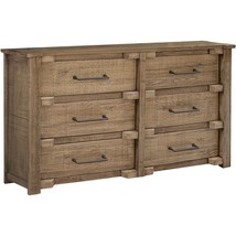 67" Natural Solid Wood Six Drawer Double Dresser - $25,451.78 MXN