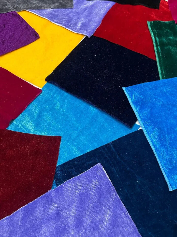 Velvet Scraps 5"x5 inch Velvet Remnants Velvet Patches Swatches Hand Dyed fabric