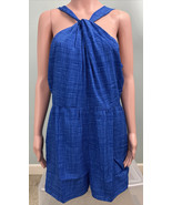 NWT Women&#39;s Vineyard Vines Blue Basket Weave Print Halter Shorts Romper ... - $81.22 CAD