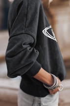 Black Rugby Football Game Day Graphic Pullover Sweatshirt - $21.05