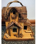 Handmade Birdhouse Rustic Cottage Miniature Cabin Decor wood bark - $49.49