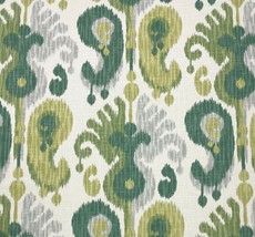 Ballard Designs Andros Ikat Green Ivory Multipurpose Linen Fabric By Yard 54&quot;W - £19.97 GBP