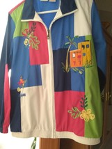 Women&#39;s Koret Multicolored Embroidered Windbreaker Jacket Size M - £19.32 GBP