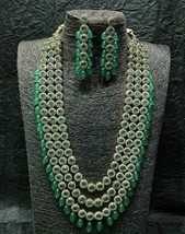 Indian Bollywood Style CZ Black antique finish Emerald Long Necklace Set Raani 2 - £227.76 GBP