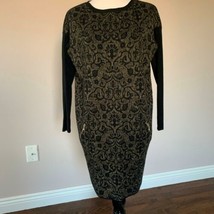 Euc D. Exterior Wool Blend Long Sleeve Black Taupe Sweater Dress Sz M - £92.88 GBP