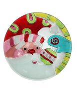 Lenox Jolly Santa Christmas Plate Glass Fusion Hand Created VTG In Origi... - €41,22 EUR
