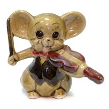 Vintage Ceramic Mouse Playing Violin Music Figurine Taiwan  2 1/2&quot; height - £7.09 GBP