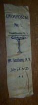1912 ANTIQUE UNION HOSE FRANKLIN NY FIREMAN PARADE RIBBON at HAMBURG - £13.29 GBP