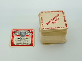 Vintage Budweiser Beechwood Double Sided Square Man Cave Bar Coaster Lot of 50 - £30.96 GBP