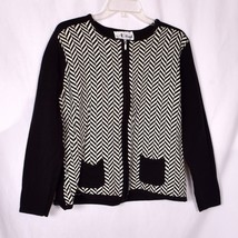 N Touch Black &amp; White Chevron Cardigan Size Large - $15.58