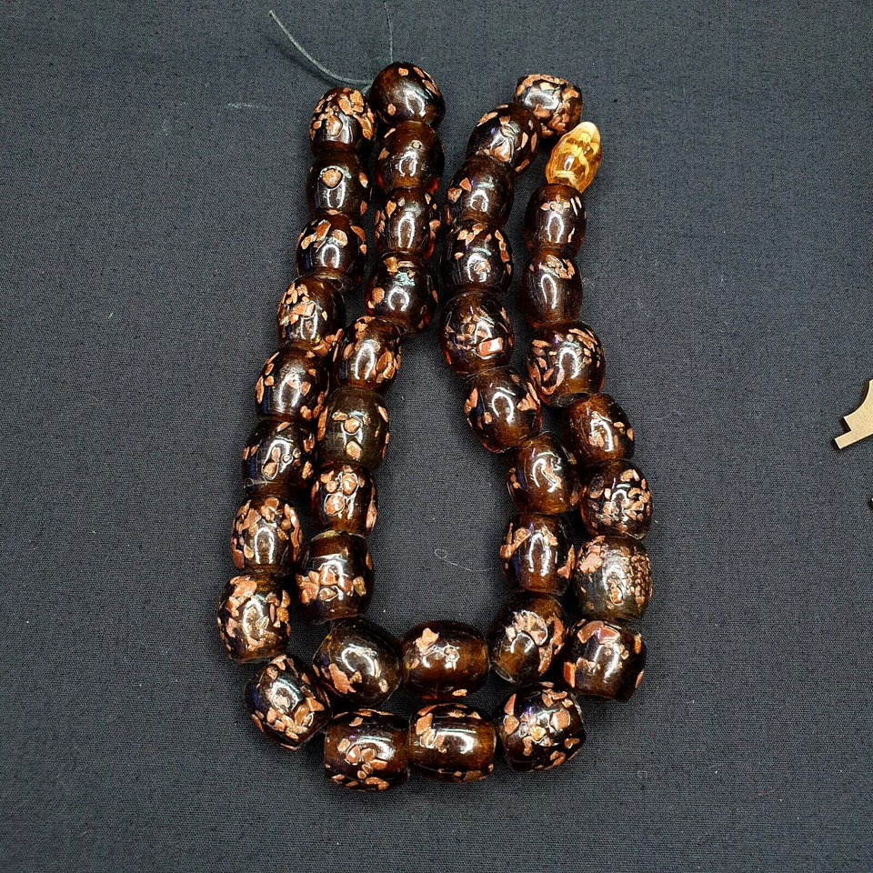 Perles de verre vintage aventurine MARRON perles de commerce fantaisie 1... - $32.06